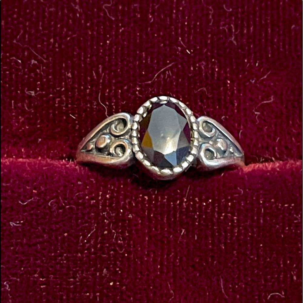 Genuine hematite Sterling silver ring